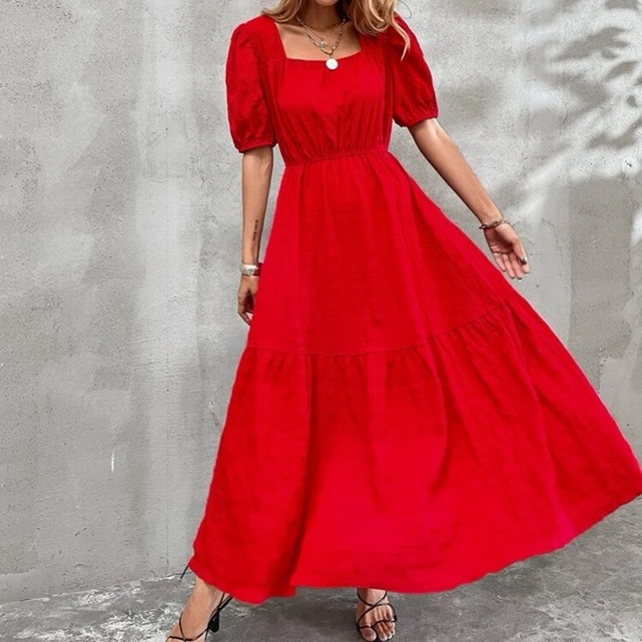 Boho  hot pink square neck A-line maxi dress - Picture 2 of 16